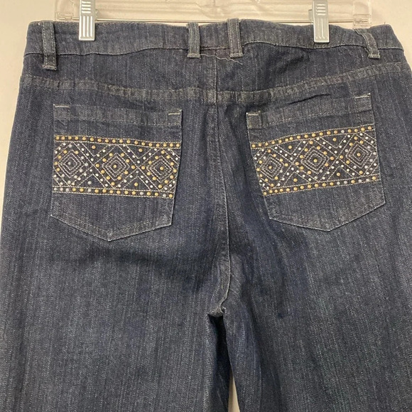 Liz And Co Stretch Women's Size 10 Cropped Capris Dark Wash - Picture 4 of 10